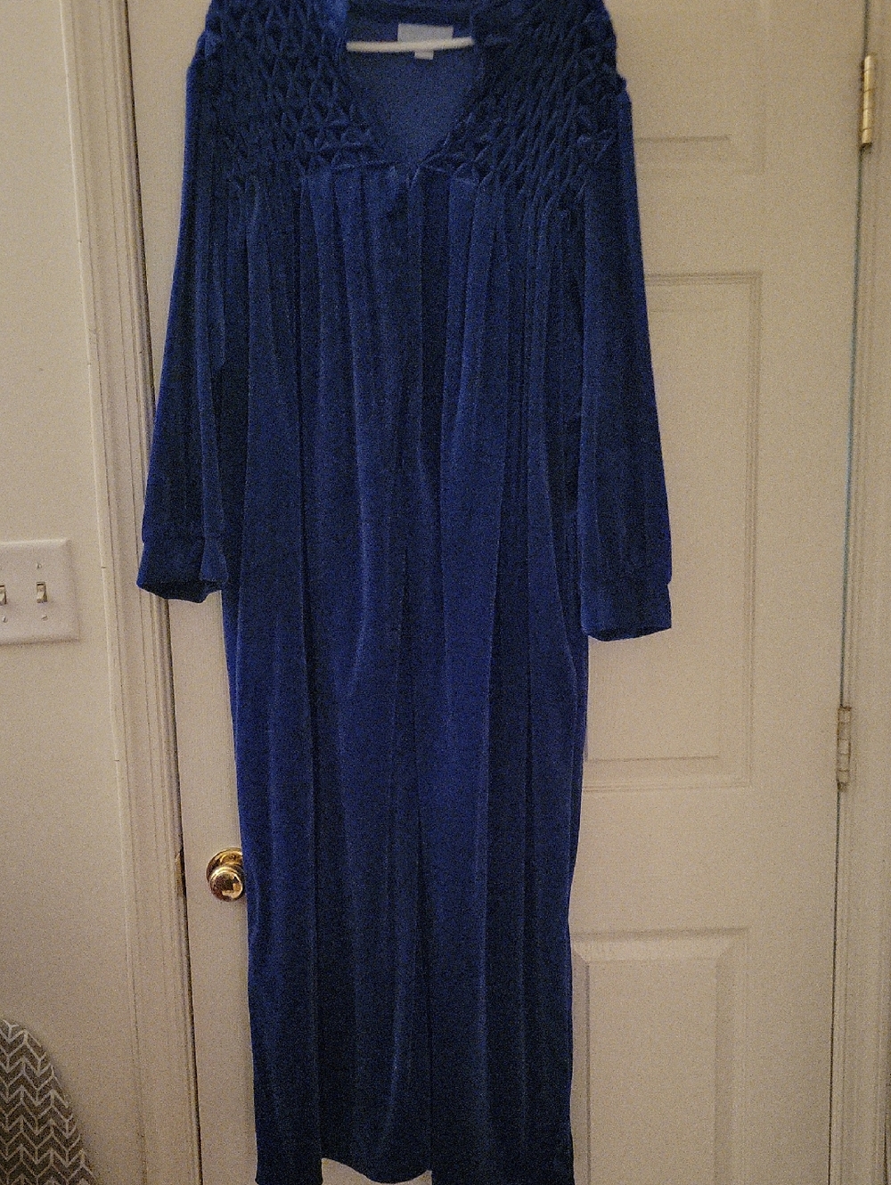 Only Necessities Royal Blue Velvet Long Robe